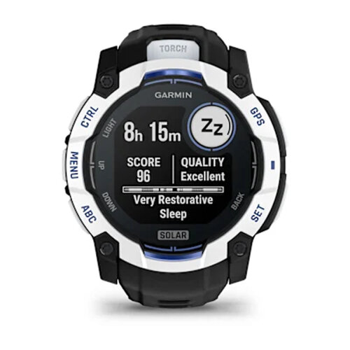 Умные часы Garmin Instinct 3 50mm, Solar, Whitestone, Black/Bolt Blue Band