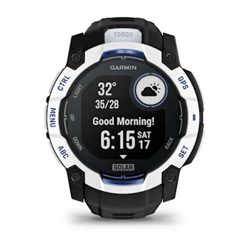 Умные часы Garmin Instinct 3 50mm, Solar, Whitestone, Black/Bolt Blue Band
