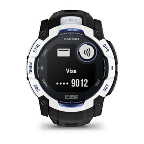 Умные часы Garmin Instinct 3 50mm, Solar, Whitestone, Black/Bolt Blue Band