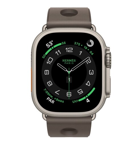 Apple Watch Ultra 4 Hermes 49mm, спортивный ремешок Scub’H Diving серого цвета