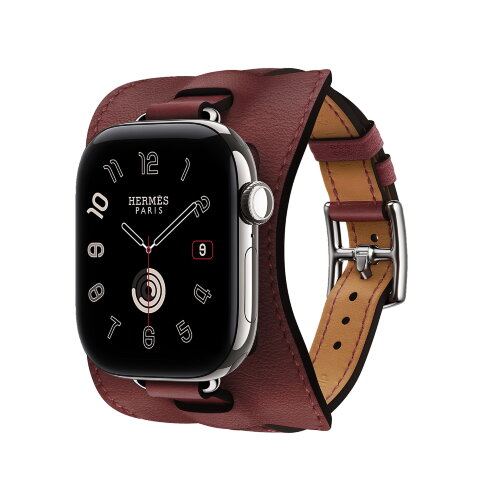Ремешок Hermes для Apple Watch 42mm Attelage En Selle — бордово-красный (Rouge H)
