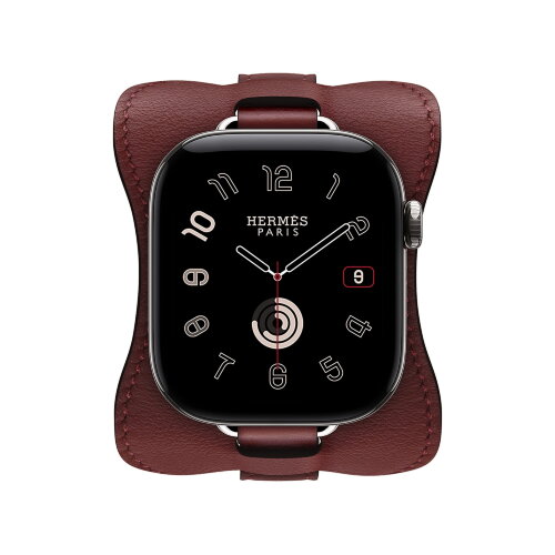 Ремешок Hermes для Apple Watch 42mm Attelage En Selle — бордово-красный (Rouge H)