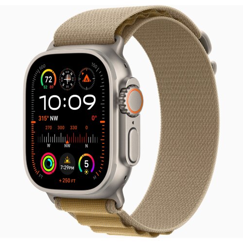 Apple Watch Ultra 2 49mm Titanium Case with Tan Alpine Loop (Medium)
