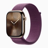 Apple Watch Series 10 46mm, Gold Stainless Steel Case with Sport Loop - Plum