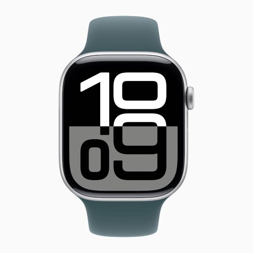 Apple Watch Series 10 42mm, Silver Aluminum Case with Sport Band - Lake Green