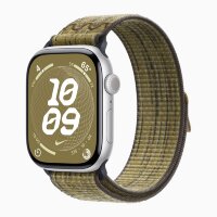 Apple Watch Series 10 46mm, Silver Aluminum Case with Nike Sport Loop - Green/Grey