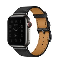 Apple Watch Series 6 Hermes 40mm Space Black, ремешок Single Tour из кожи Swift цвета Noir
