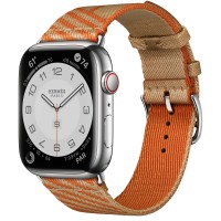 Apple Watch Series 7 Hermes 45 мм с нейлоновым ремешком бежевый / апельсиновый