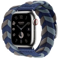 Apple Watch Hermes Series 11 42mm, двойной ремешок из трикотажa синий