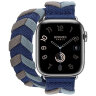 Apple Watch Hermes Series 11 42mm, двойной ремешок из трикотажa синий