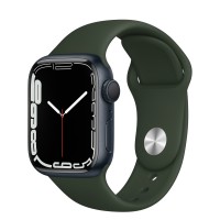 Apple Watch Series 7 41 мм, из алюминия «Тёмная ночь», спортивный ремешок «Кипрский зелёный»