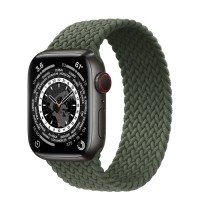 Apple Watch Series 7 41 мм, Space Black Titanium, плетеный монобраслет «Зелёные холмы»
