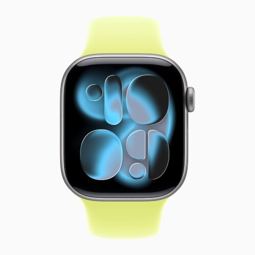 Apple Watch Series 11 46mm, Space Gray Aluminum Case with Sport Band - Neon Yellow