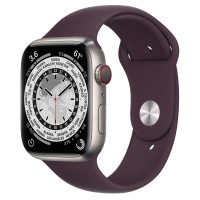 Apple Watch Series 7 45 мм, Титановые, спортивный ремешок «Тёмная вишня»