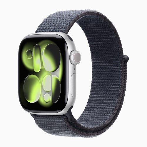 Apple Watch Series 11 42mm, Silver Aluminum Case with Sport Loop - Anchor Blue