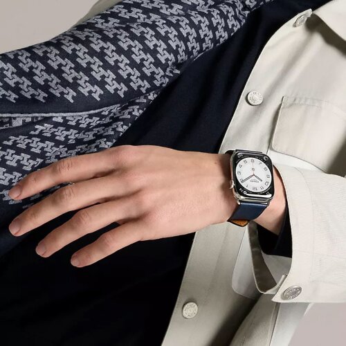 Ремешок Hermès Single Tour из кожи Swift 46mm для Apple Watch - Синий (Navy)