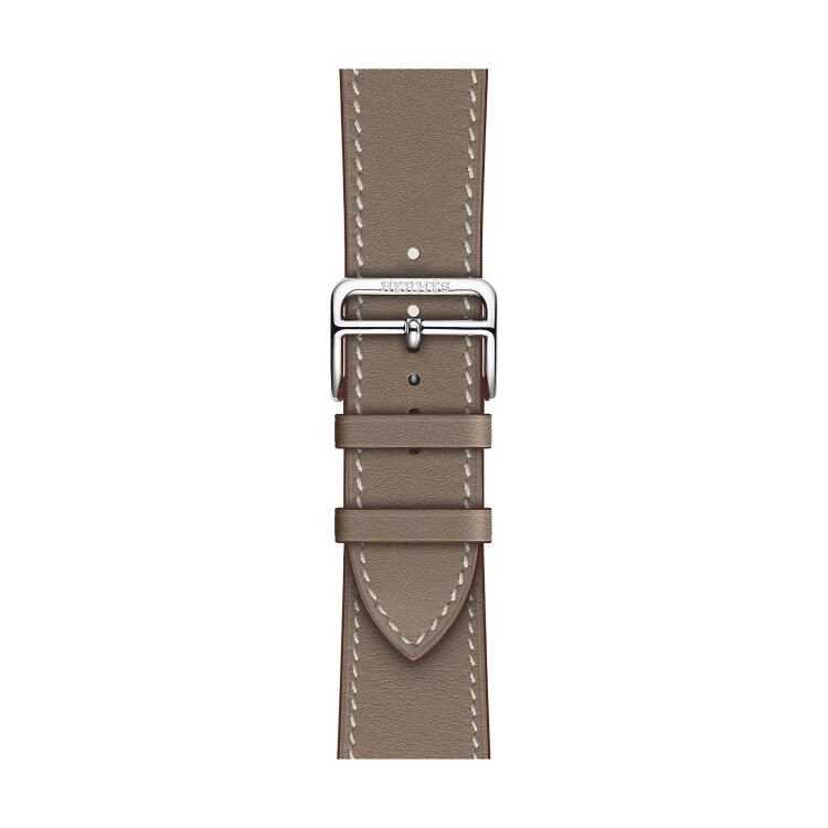 Кожаный ремешок Hermes для Apple Watch Single Tour 46mm - Бежевый (Etoupe)