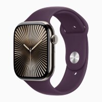 Apple Watch Series 10 42mm, Natural Titanium Case with Sport Band - Plum