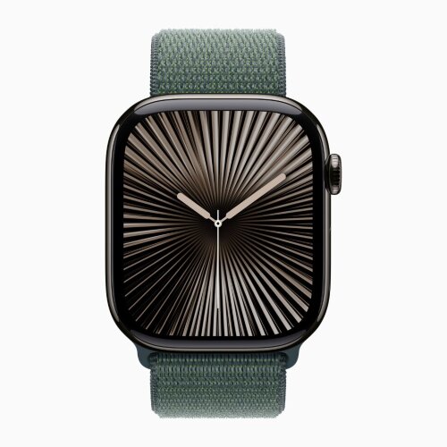 Apple Watch Series 10 46mm, Slate Titanium Case with Sport Loop - Lake Green