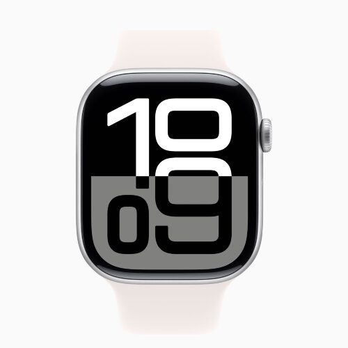 Apple Watch Series 10 42mm, Silver Aluminum Case with Sport Band - Light Blush