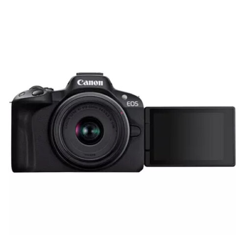 Canon EOS R50 Mirrorless Camera, Black + RF-S 18-45mm F4.5-6.3 IS STM Lens + Backpack + SD Card + Spare Battery