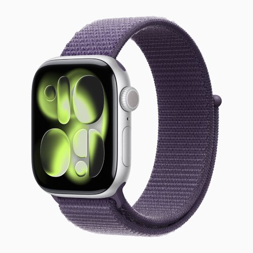 Apple Watch Series 11 42mm, Silver Aluminum Case with Sport Loop - Purple Fog