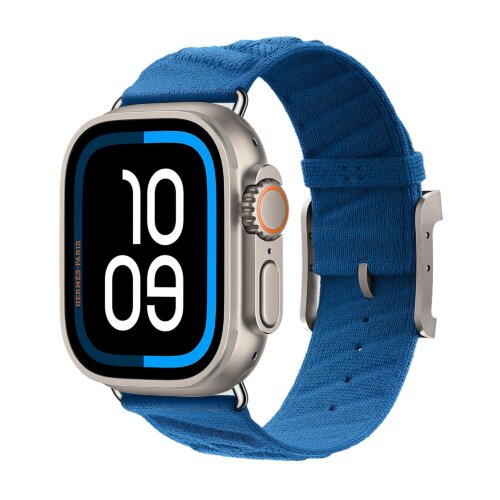 Ремешок Hermes для Ultra 3 En Mer 49mm - Голубой (Bleu Hydra)