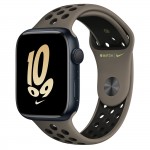 Apple Watch Series 8 Nike 45mm, Midnight Aluminum Case with Sport Band - Olive Grey/Black