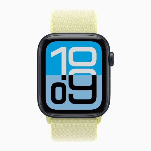 Apple Watch SE 3 40mm, Midnight Aluminum Case with Sport Loop - Neon Yellow