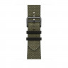 Ремешок Hermes для Apple Watch 46mm Toile H Single Tour - Зеленый/Черный (Vert/Noir)