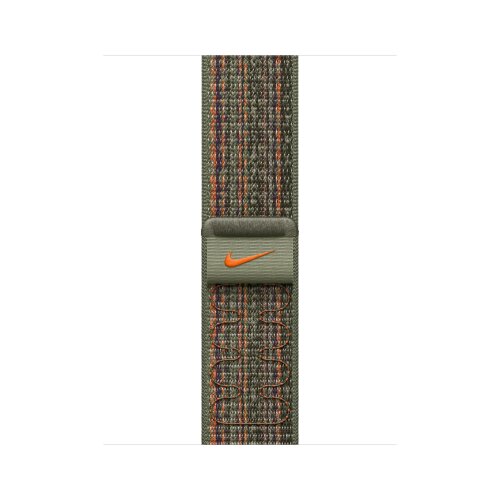Apple Watch Series 9 41mm, Silver Aluminum Case with Nike Sport Loop - Sequoia/Orange