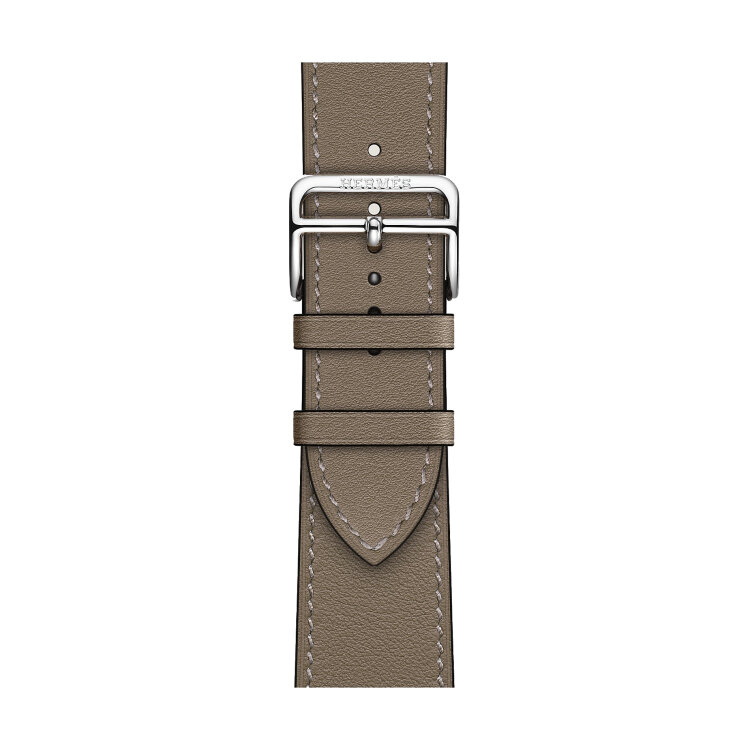 Кожаный ремешок Hermes для Apple Watch Single Tour 46mm - Темно-бежевый (Origan)