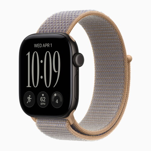 Apple Watch Series 12 46mm, Black Aluminum Case with Sport Loop - Chambray Blue