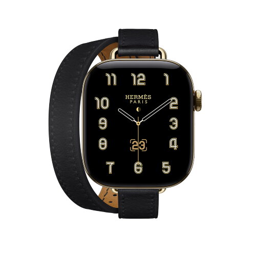 Ремешок Hermes для Apple Watch 42mm Double Tour Attelage — черный (Noir)