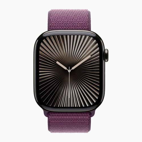 Apple Watch Series 10 46mm, Slate Titanium Case with Sport Loop - Plum