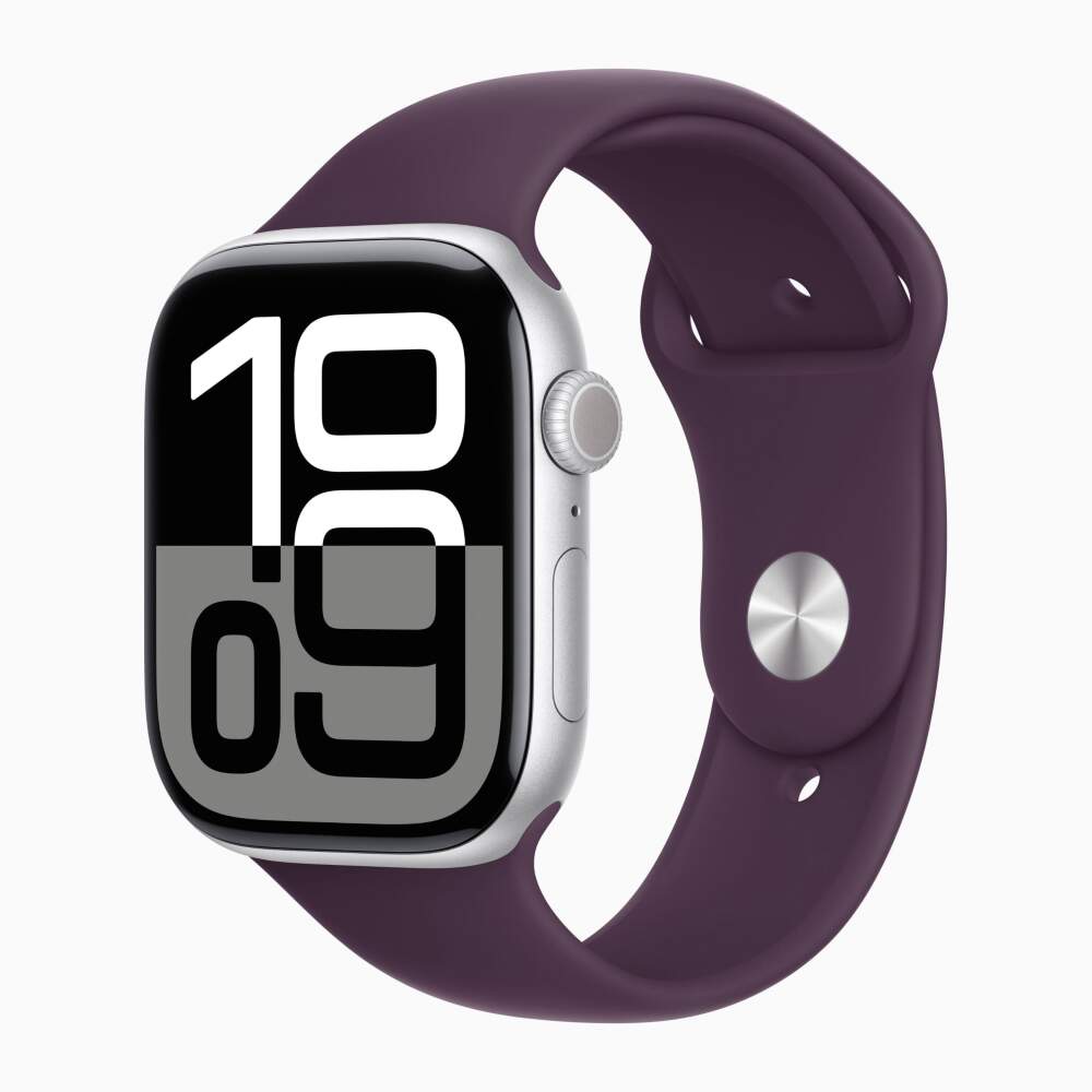 Apple Watch 10 Silver Aluminum 42mm Plum band