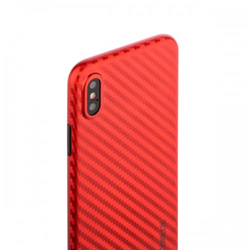 Чехол-накладка карбоновая Coblue 4D для iPhone X - Красный