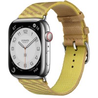 Apple Watch Series 7 Hermes 45 мм с нейлоновым ремешком бежевый / лайм