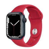 Apple Watch Series 7 41 мм, из алюминия «Тёмная ночь», спортивный ремешок Красный