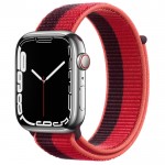 Apple Watch Series 7 45 мм, Стальные, спортивный браслет Красный
