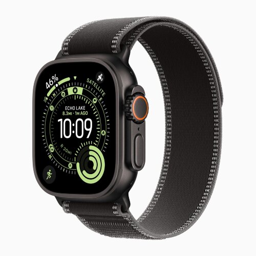 Apple Watch Ultra 3 49mm Black Titanium Case with Black/Charcoal Trail Loop (M/L)