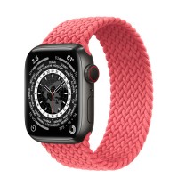 Apple Watch Series 7 41 мм, Space Black Titanium, плетеный монобраслет «Розовый пунш»
