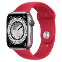 Apple Watch Series 7 45 мм, Титановые, спортивный ремешок Красный