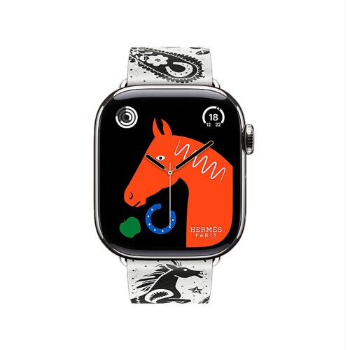 Ремешок Hermes для Apple Watch 42mm Single Tour Animaux Bandana - Белый (Blanc)