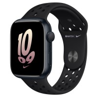 Apple Watch Series 8 Nike 45mm, Midnight Aluminum Case with Sport Band - Black/Black