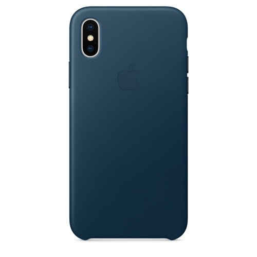 кожаный оригинальный чехол apple для iphone x синий