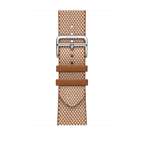 Ремешок Hermes для Apple Watch 45mm Toile H Single Tour - Золото/Слоновая кость (Gold/Ecru)