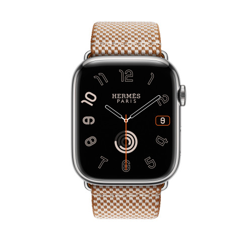 Ремешок Hermes для Apple Watch 45mm Toile H Single Tour - Золото/Слоновая кость (Gold/Ecru)