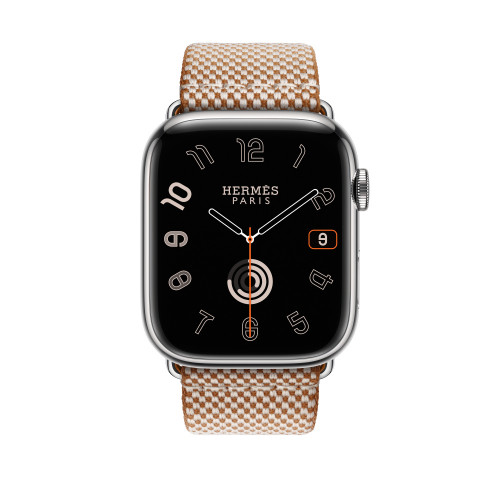 Ремешок Hermes для Apple Watch 46mm Toile H Single Tour - Золото/Слоновая кость (Gold/Ecru)