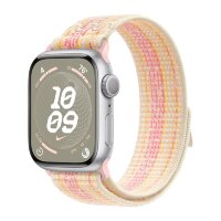 Apple Watch Series 9 41mm, Silver Aluminum Case with Nike Sport Loop - Starlight/Pink